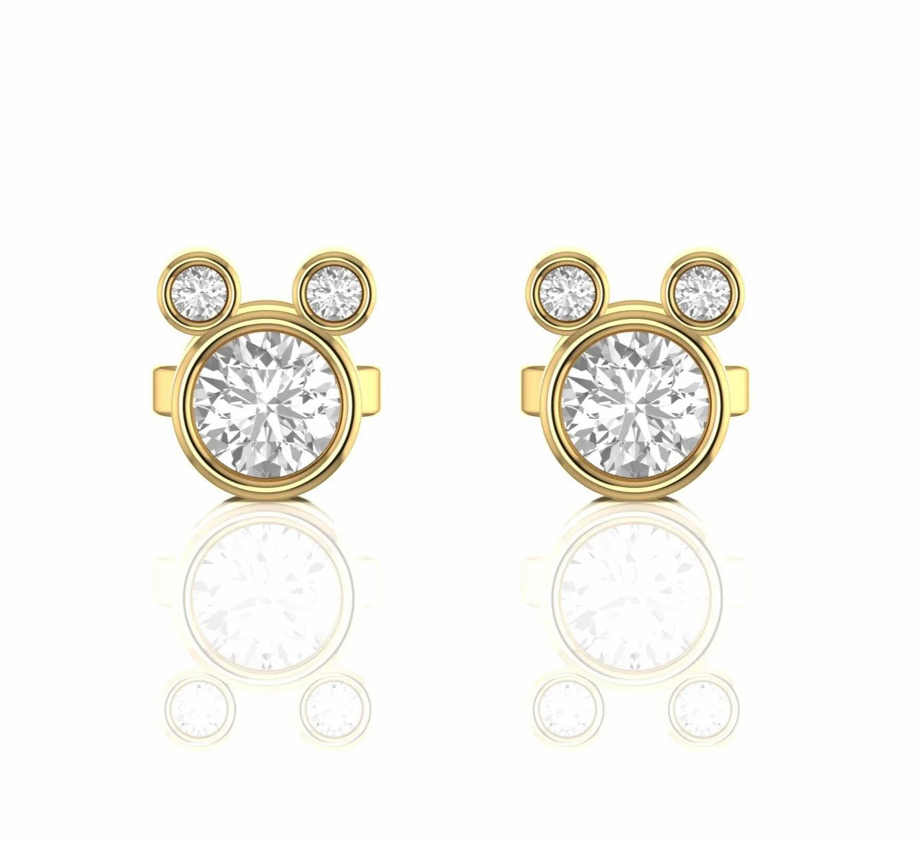 0.50 Carat Bezel Set Natural Diamond Stud Earrings