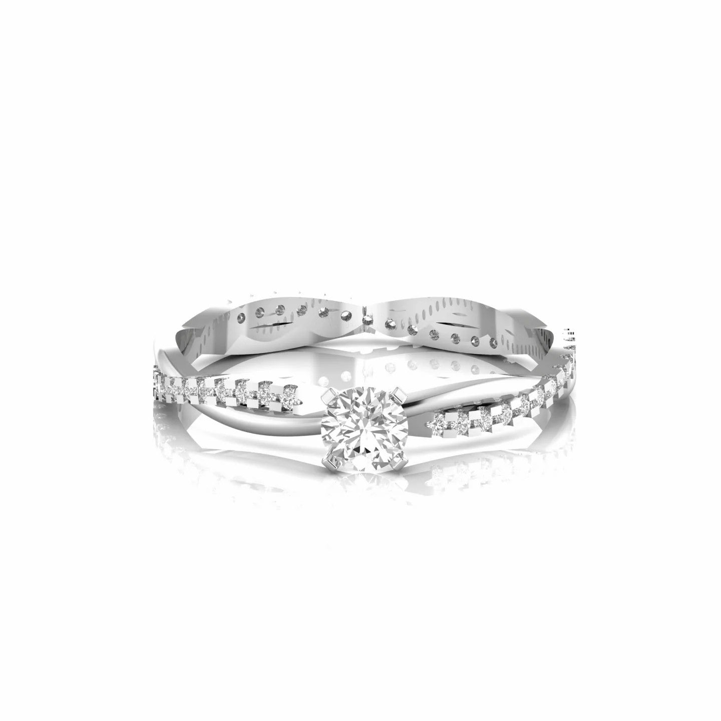 0.42 Carat Solitaire Natural Diamond Twisted Engagement Ring