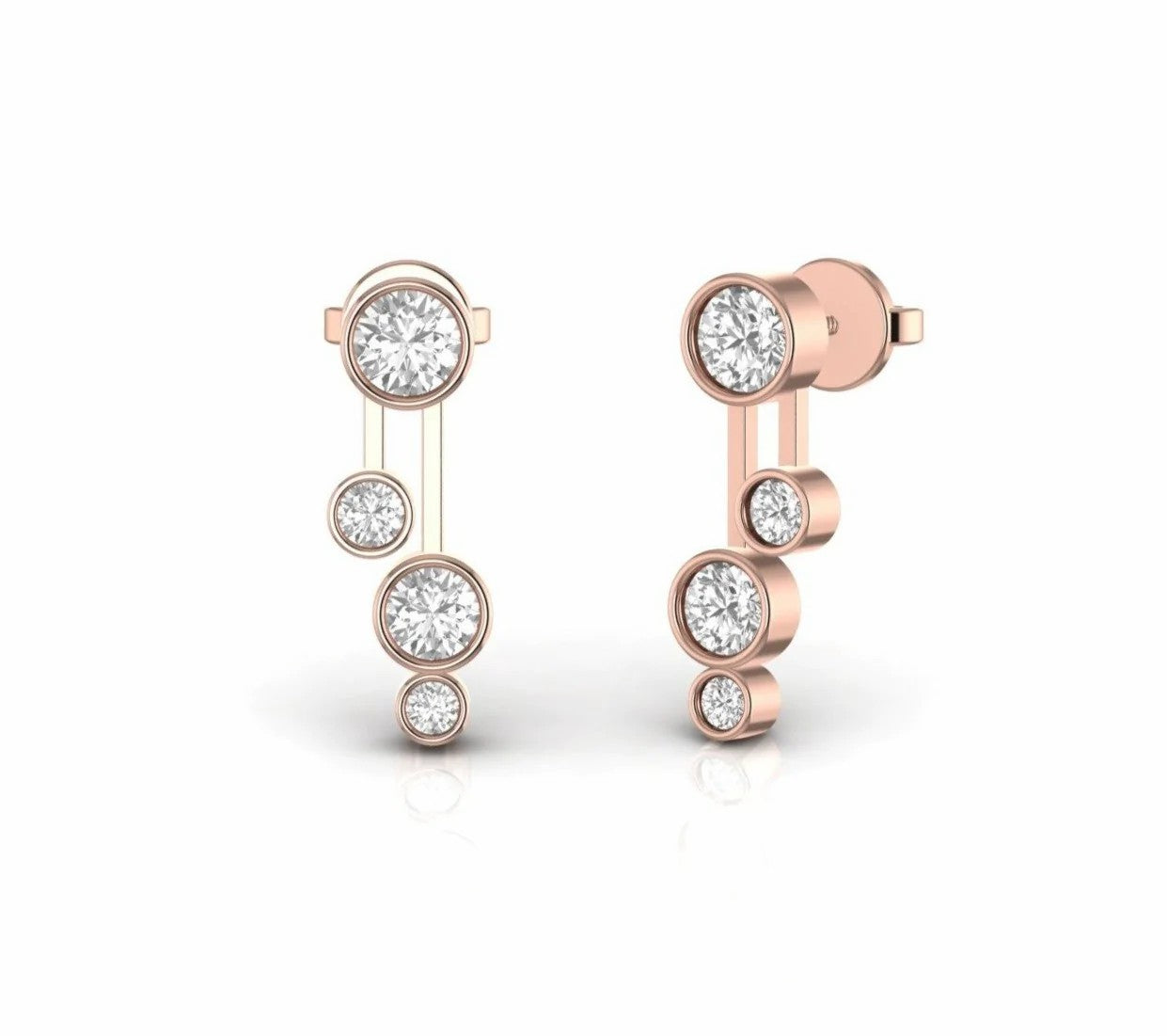 0.97 Carat Bezel Set Natural Diamond Drop Earrings