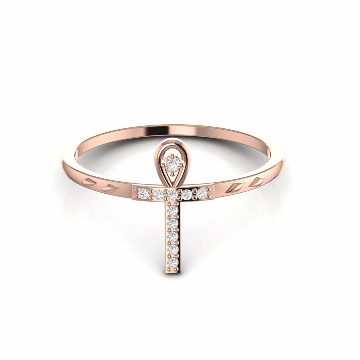 Cross Religious Natural Diamond Dainty Ring