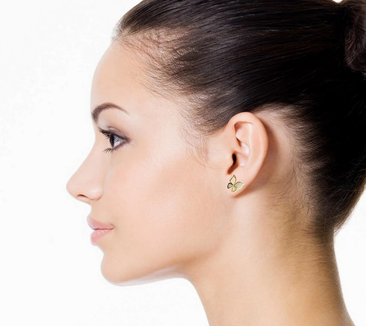0.22 Carat Round Natural Diamond Butterfly Stud Earrings