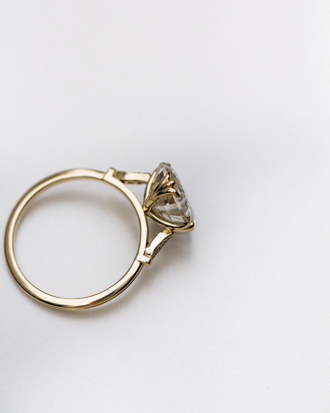 6.5 Carats Center Asscher Cut Natural Diamond 14K Gold Ring