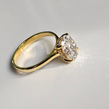 14k Yellow Gold 2 Carat Oval Cut Lab Grown Diamond Women Engagement Ring