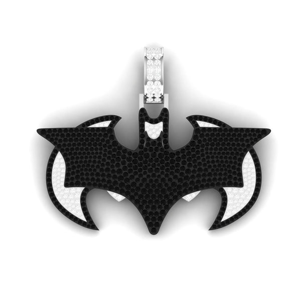 3.35 Carat Natural Black & White Diamond Batman Personalized Pendant