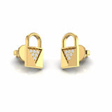 Round Natural Diamond Lock Style Stud Earrings