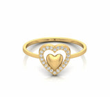 Double Heart Natural Diamond Minimalist Wedding Ring