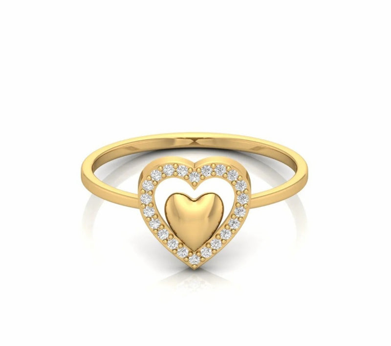 Double Heart Natural Diamond Minimalist Wedding Ring