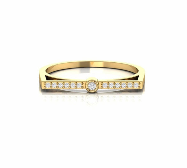 Round Natural Diamond Solid Gold Minimalist Wedding Ring