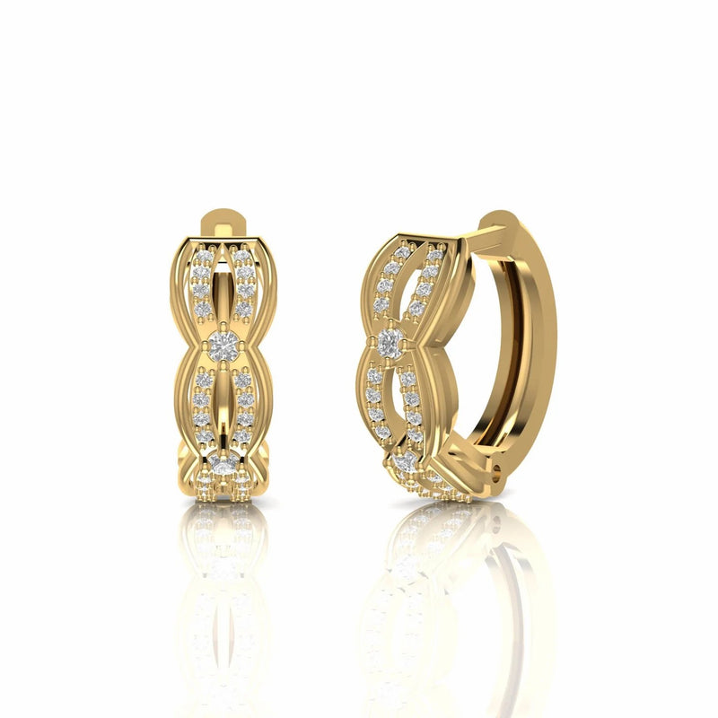 0.27 Carat Round Natural Diamond Huggie Earrings