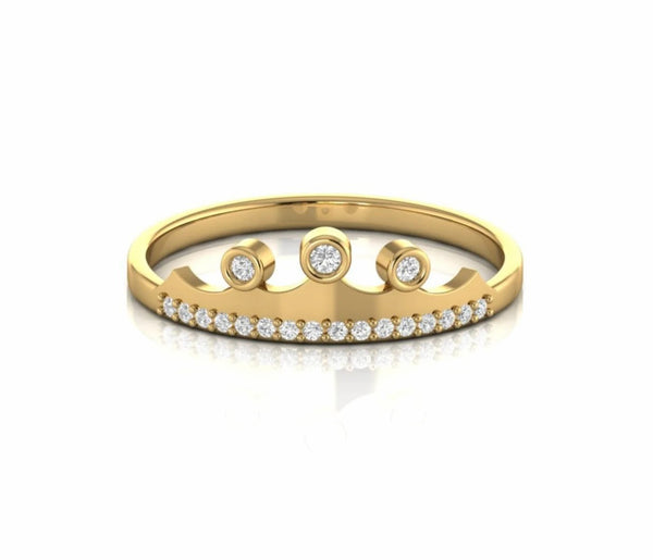 Crown of Queen Natural Diamond Dainty Wedding Ring