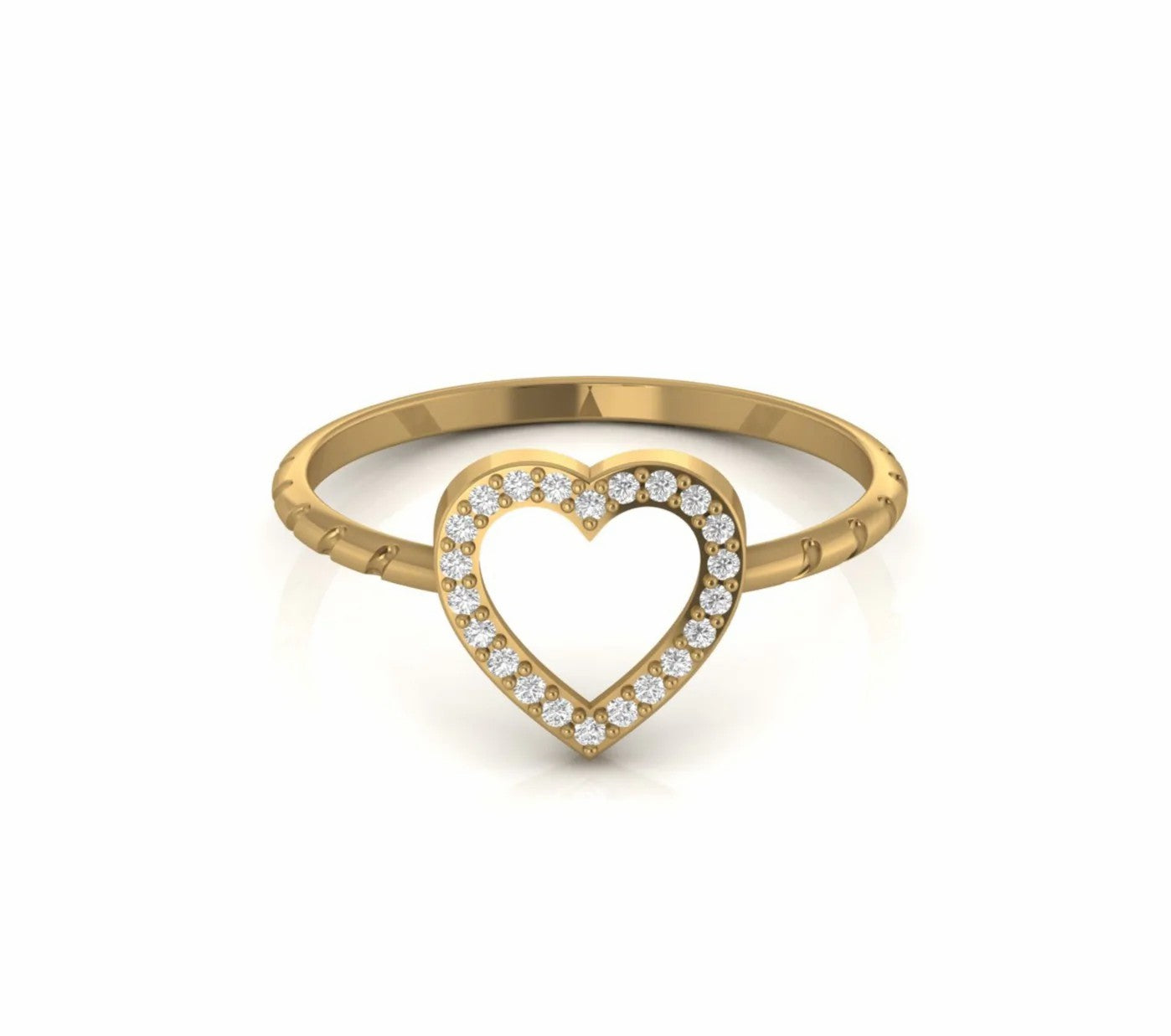 0.11 Carat Round Natural Diamond Minimalist Heart Ring