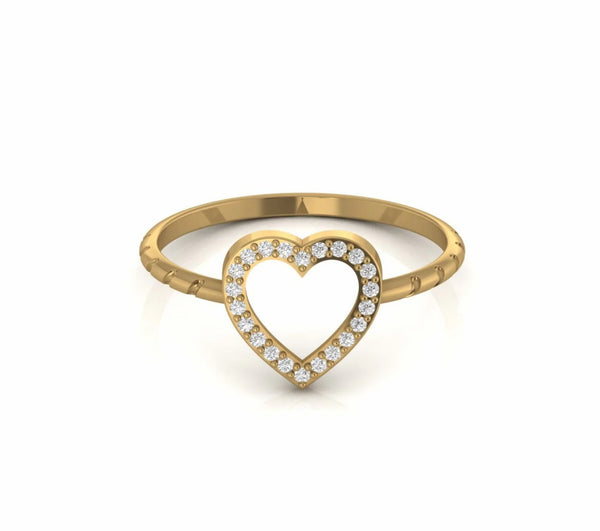 0.11 Carat Round Natural Diamond Minimalist Heart Ring