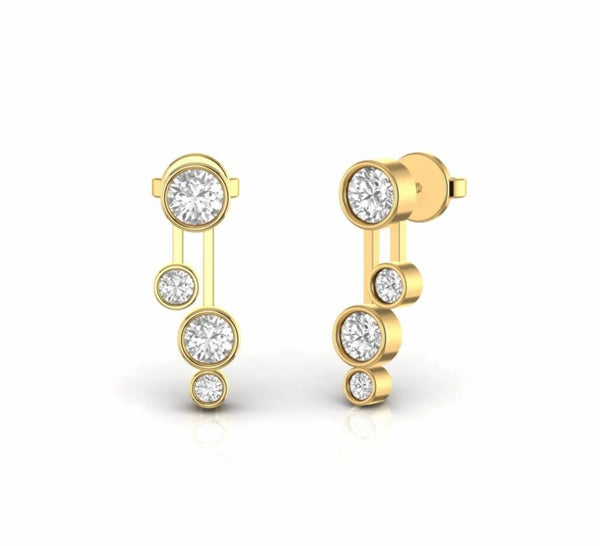 0.97 Carat Bezel Set Natural Diamond Drop Earrings