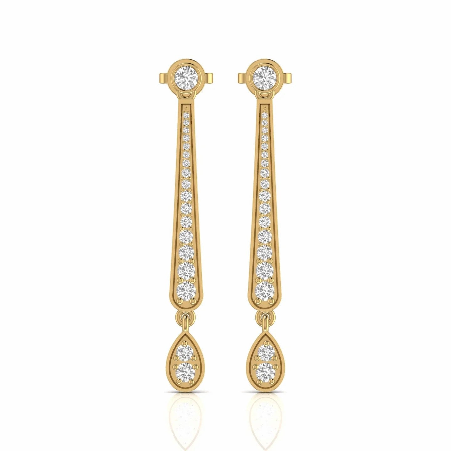 0.98 Carat Round Natural Diamond Drop Earrings