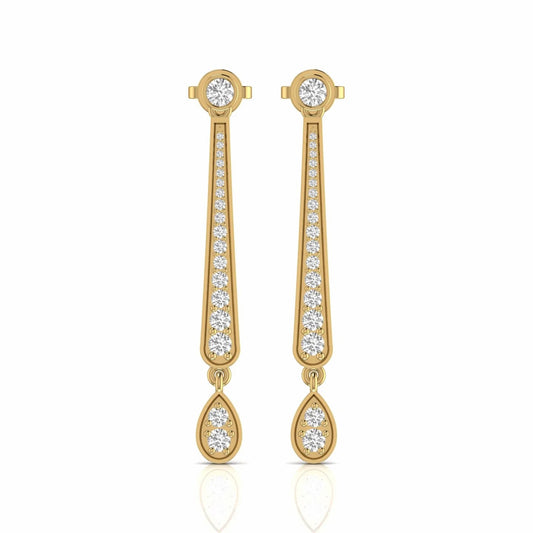 0.98 Carat Round Natural Diamond Drop Earrings