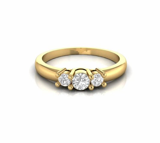 0.44 Carat Three Stone Round Natural Diamond Ring