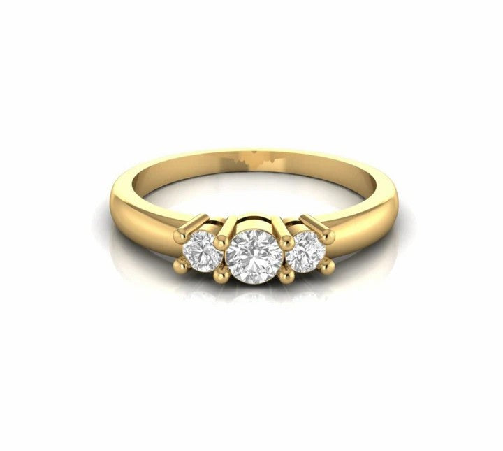 0.44 Carat Three Stone Round Natural Diamond Ring