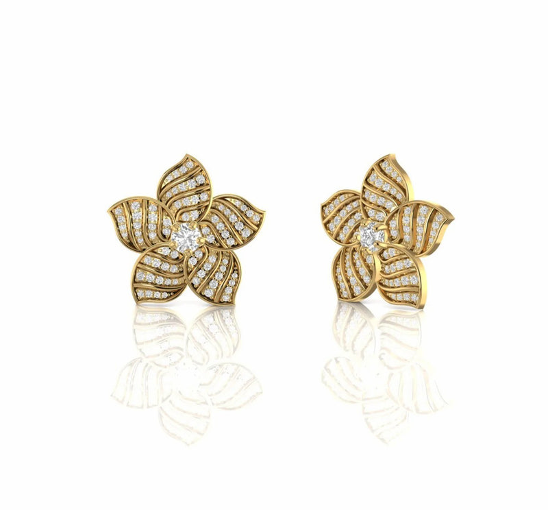 1.30 Carat Natural Diamond Floral Stud Earrings