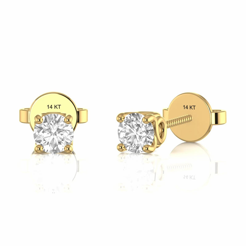 0.44 Carat Solitaire Natural Diamond Stud Earrings