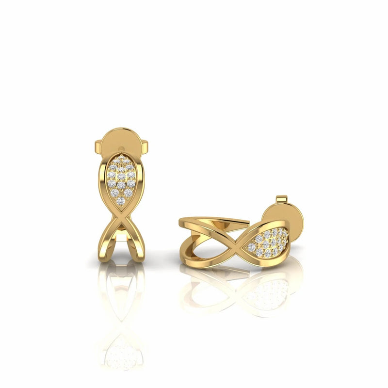 Cluster Natural Diamond Open Vintage Huggie Earrings