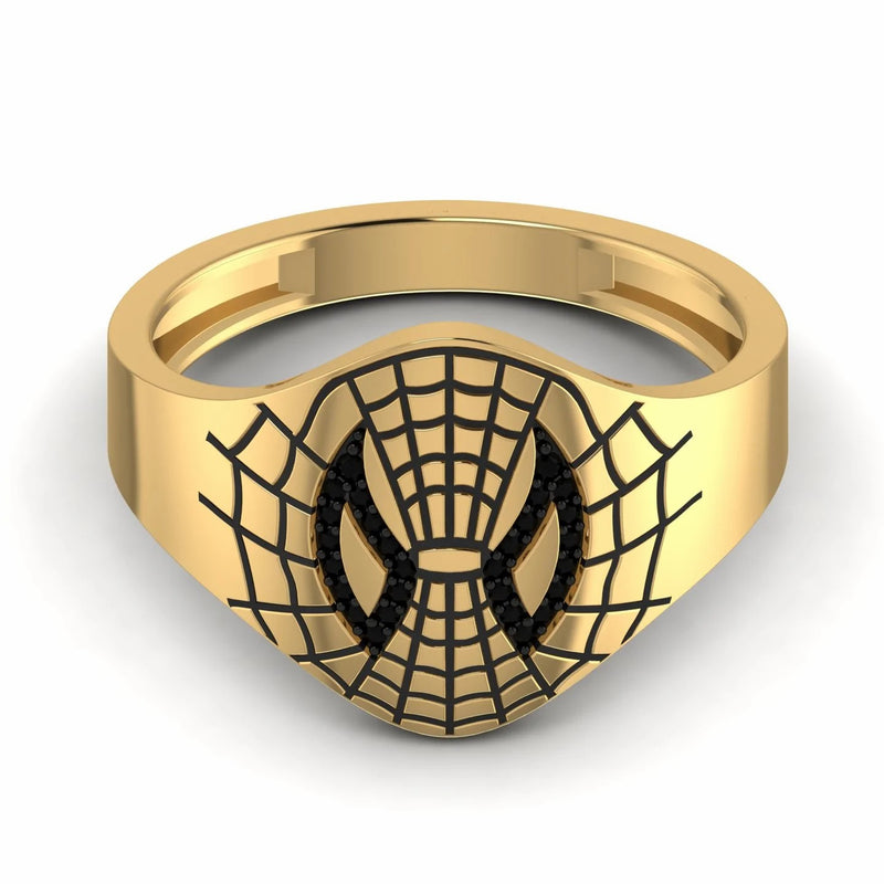 Black Natural Diamond Spider Face Hip Hop Ring