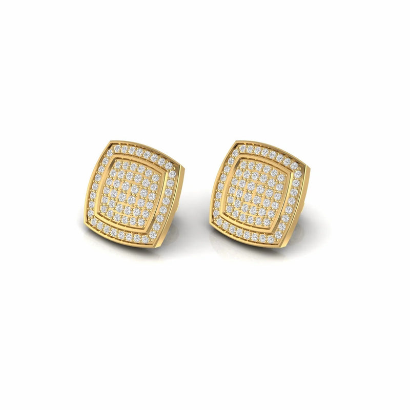 0.73 Carat Cluster Natural Diamond Square Stud Earrings