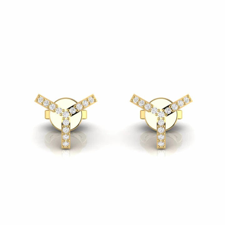 Round Natural Solitaire Diamond Dainty Stud Earrings