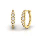 0.17 Carat Bezel Set Natural Diamond Huggie Earrings