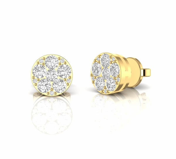 0.70 Carat Cluster Natural Diamond Stud Earrings