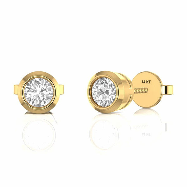 0.44 Carat Bezel Set Natural Diamond Stud Earrings