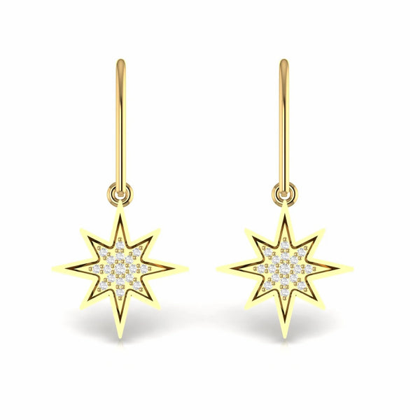 0.16 Carat Natural Diamond Star Dangling Earrings