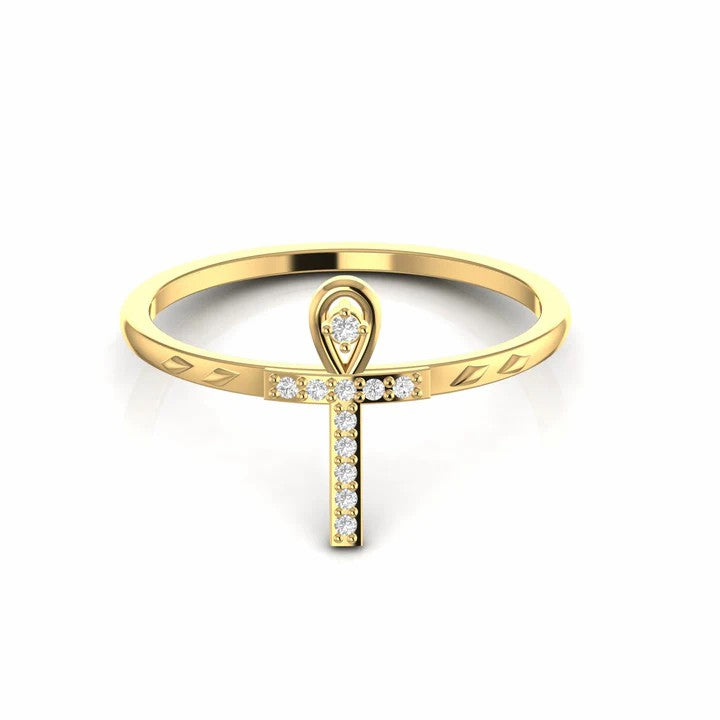 Cross Religious Natural Diamond Dainty Ring