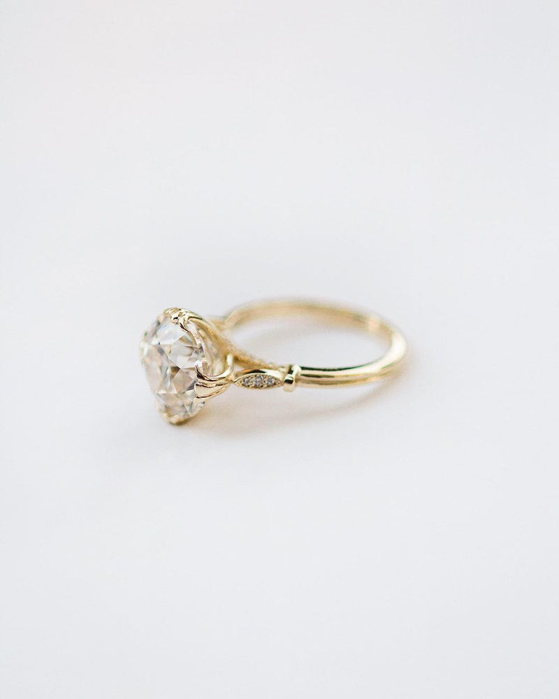 5 Carat Center Round Natural Diamond 14K Gold Ring