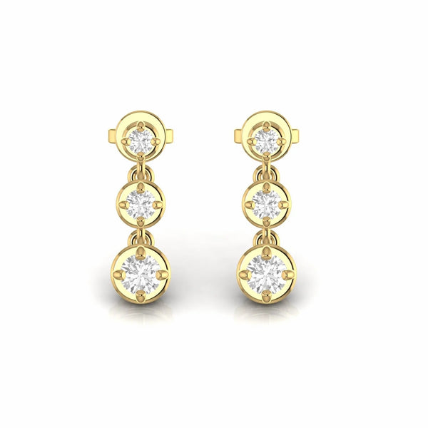 0.80 Carat Round Natural Diamond Dangling Earrings