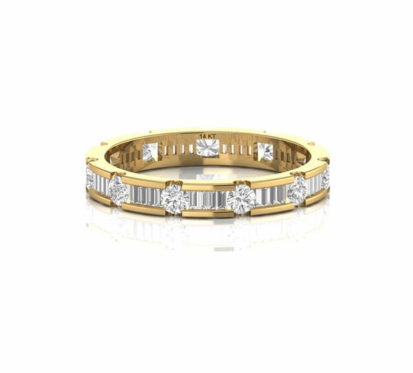 1.72 Carat Baguette and Round Natural Diamond Wedding Band