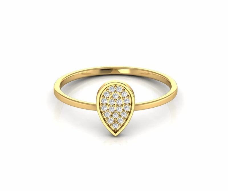 Cluster Natural Diamond Light Weight Pear Shape Ring