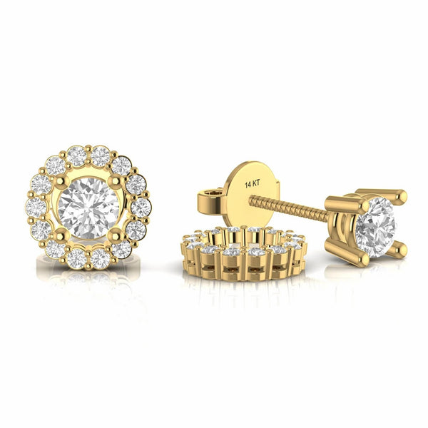 0.72 Carat Halo Natural Diamond Stud Jacket Earrings