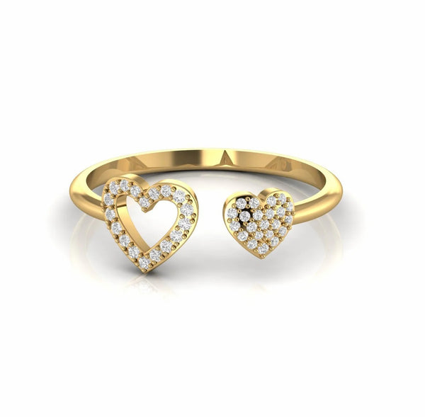 0.18 Carat Cluster Natural Diamond Heart Open Ring