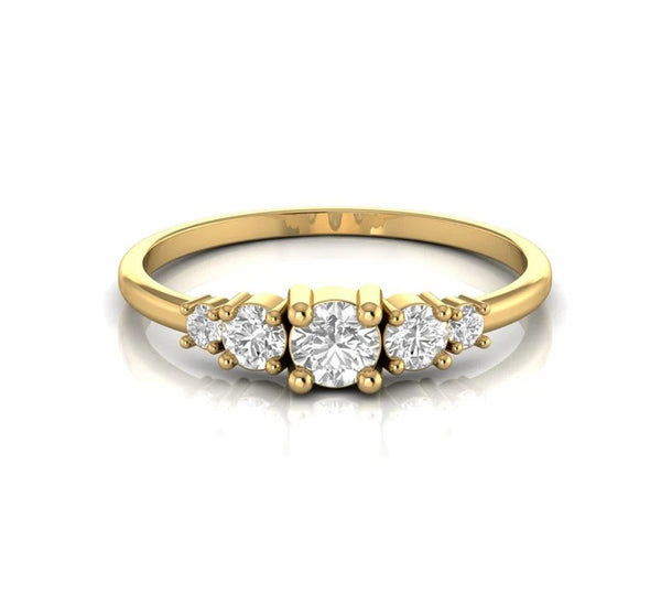 0.51 Carat Five Stone Natural Diamond Dainty Engagement Ring