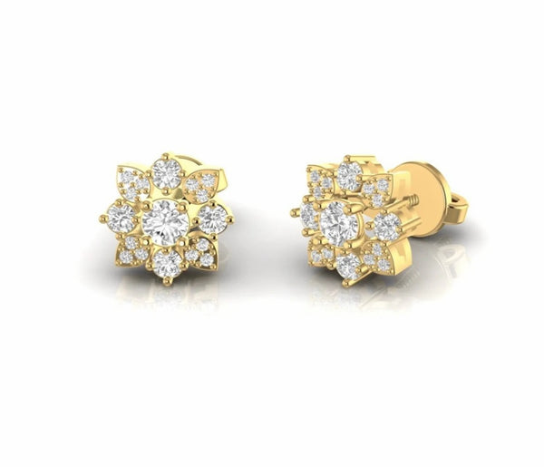 0.60 Carat Floral Natural Diamond Stud Earrings