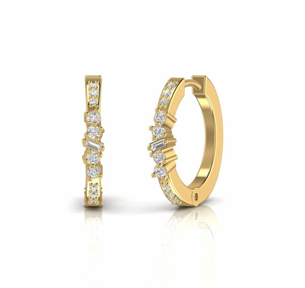 0.22 Carat Natural Diamond Designer Hoop Earrings