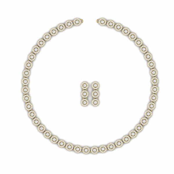 15.60 Carat Natural Diamond Necklace Set with Earrings