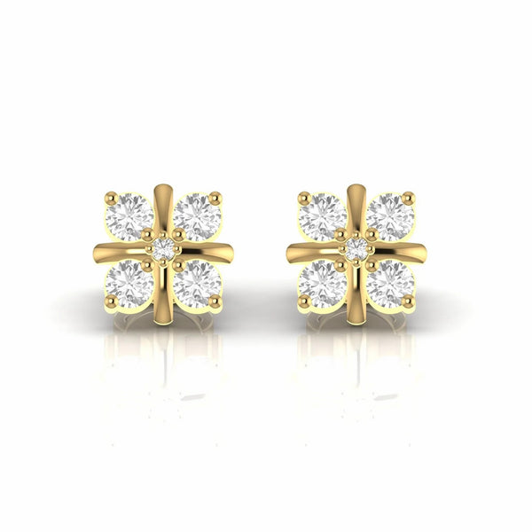 0.89 Carat Natural Diamond Stud Floral Earrings