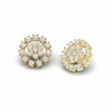 3.89 Carat Natural Diamond Cluster Stud Earrings