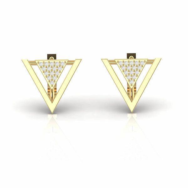 Cluster Natural Diamond Triangle Stud Earrings