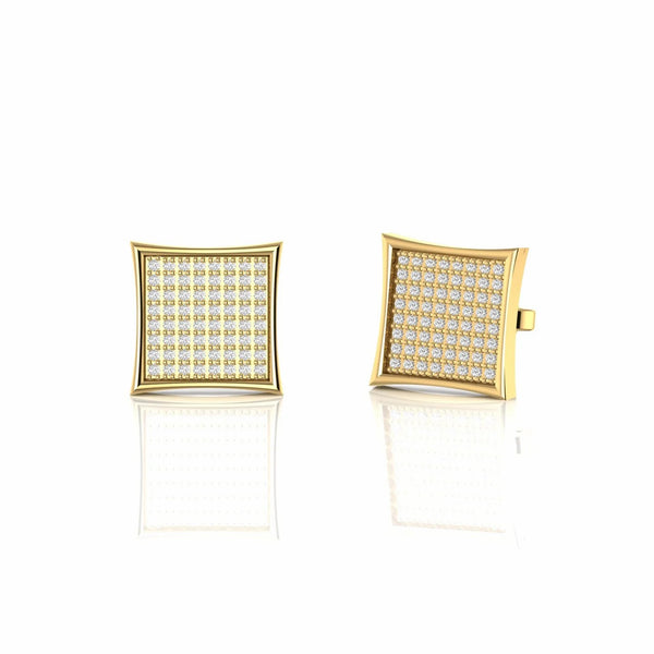 0.57 Carat Cluster Natural Diamond Square Stud Earrings