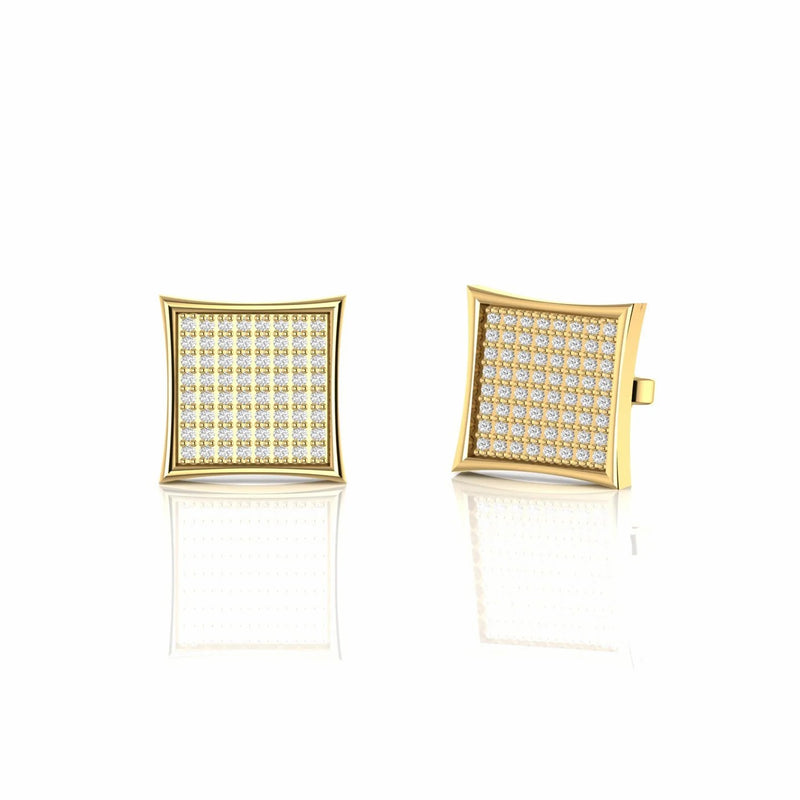 0.57 Carat Cluster Natural Diamond Square Stud Earrings