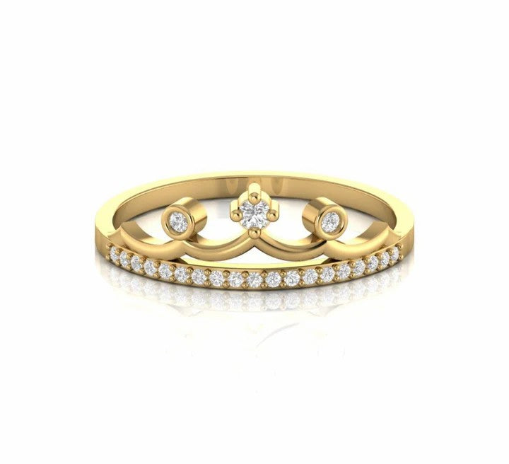 0.15 Carat Crown Style Natural Diamond Vintage Dainty Ring