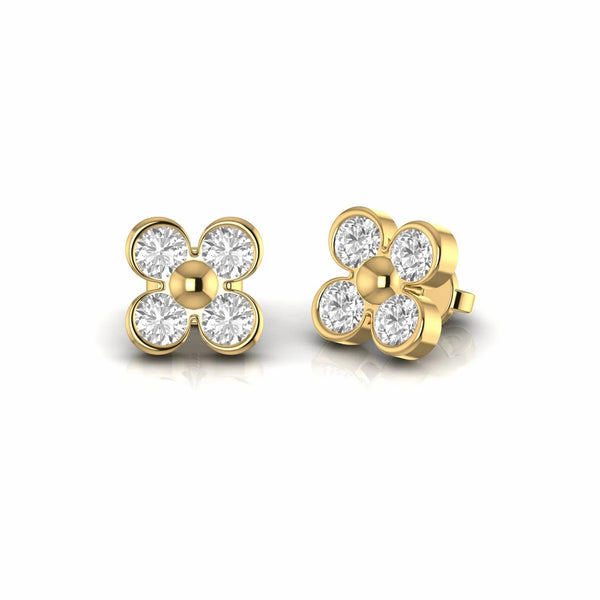 1.27 Carat Bezel Set Natural Diamond Stud Floral Earrings