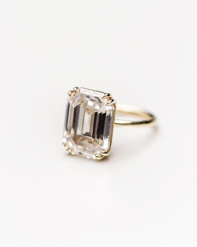 11.5 Carats Center Emerald Cut Natural Diamond 14K Gold Ring